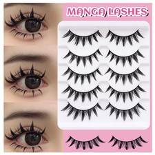 5 Pairs Manga Lashes Natural Long Wispy Anime...