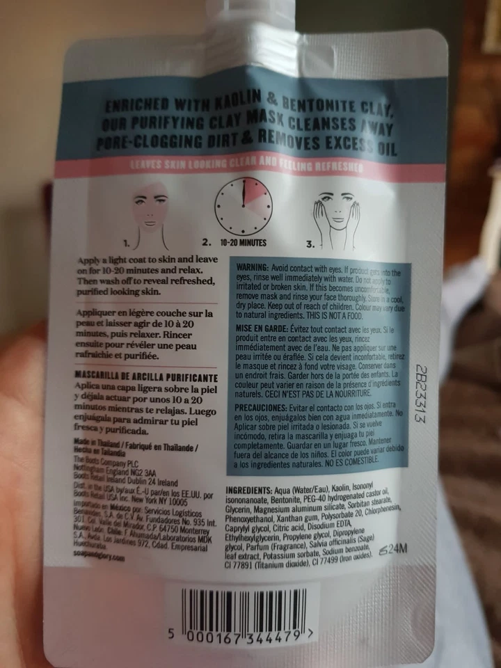 3 X Soap & Glory As Clear As Clay Purifying Clay Mask 50ml - image 4 of 4