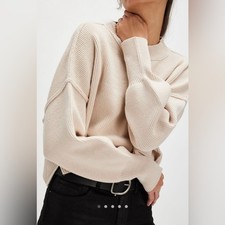 NWT Free People Easy Street Crop Pullover Pearl
