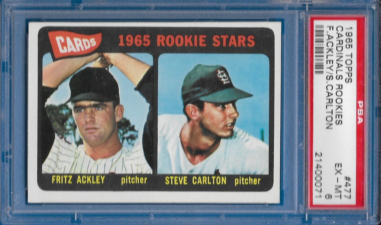 1965 Topps Steve Carlton RC Rookie Card #477 St. Louis Cardinals EX-MT PSA 6