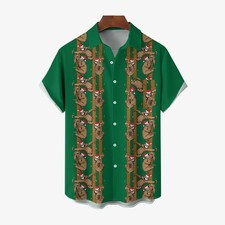 Christmas Sloth Colored Light String Casual Short Sleeve Shirt 2410001463