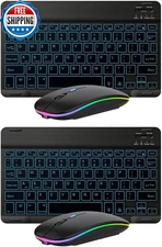 2 Pack UltraSlim Bluetooth Keyboard and Mouse Portable Mini Wireless Keyboard...