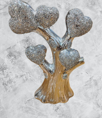 Herz Baum Crushed Jewel Romany Diamant Silber Regal Sitter Ornament Wohndeko