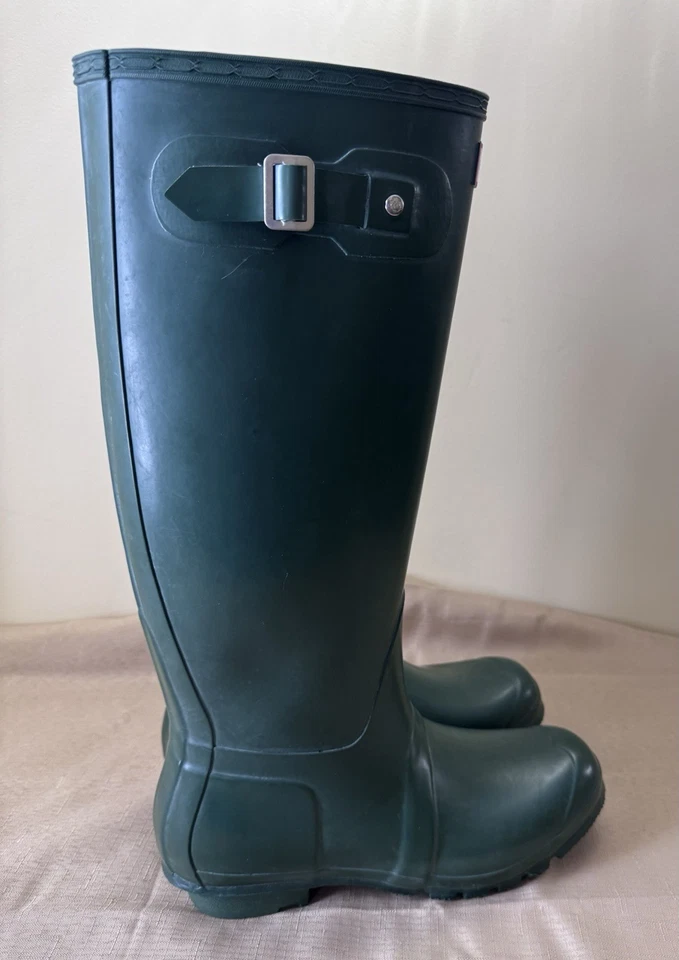 Hunter Original Tall Knee High Green Barn Rain Boot Women 10 Men 9 - Image 2 of 4