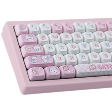 PBT Cute Kitty-cat Keycaps Set 140 Keys Dye-Sublimation MOA Profile Keycaps f...