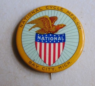 National Cycle Michigan bicycle advertising pin antique button