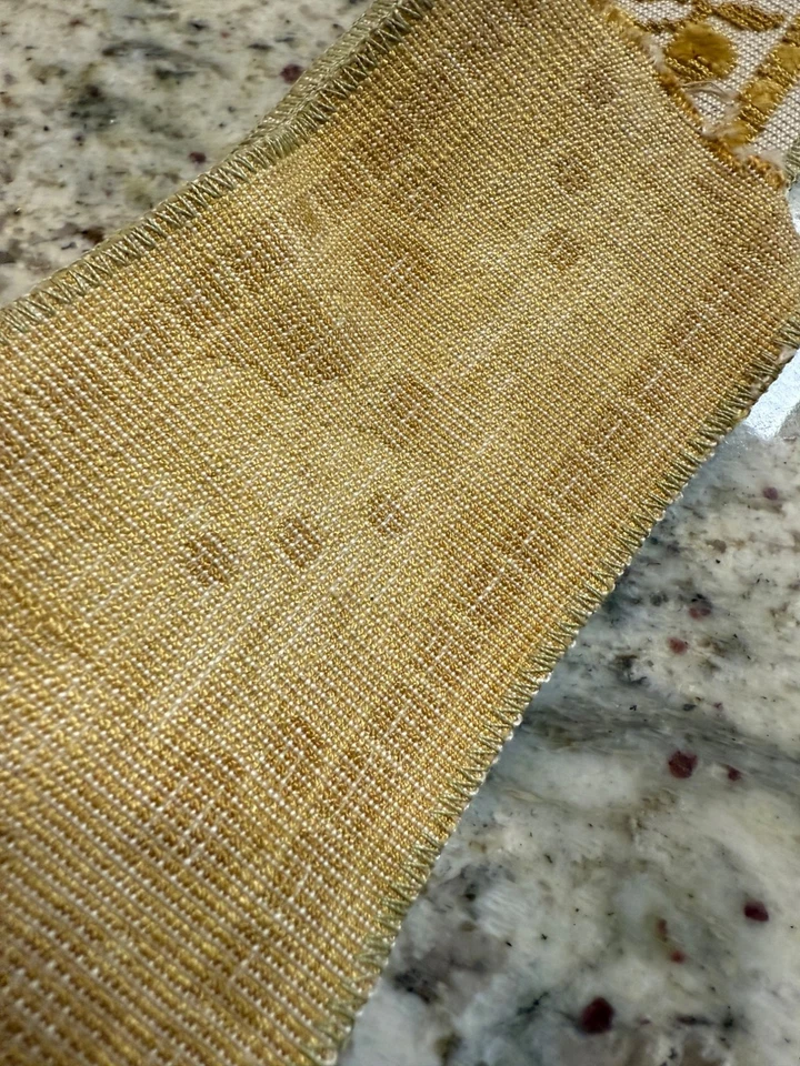 Vtg Upholstery Trim Embroidered Leaf Design Gold Chenille Mid Mod Retro 3” x108 - Image 4 of 4