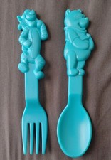 Vtg Blue Plastic Disney Winnie The Pooh  Tigger Wilton Baby Fork  Spoon