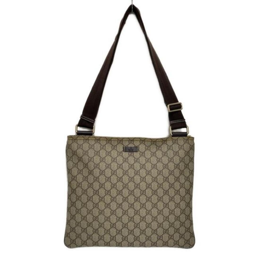 GUCCI GG Plus GG Supreme Shoulder Bag Beige Brown Used 80cm Strap
