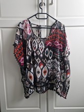 Strand Poncho Tunika von Tom TailorChiffonSchwarz weiß RotGröße M 38