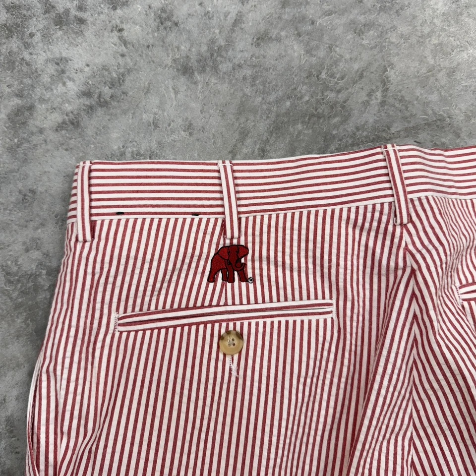 Berle Pants Mens 32x30 Red White Striped Seersucker Alabama Crimson Tide preppy - Image 3 of 4