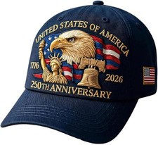 United States 250th Anniversary Hat, Adjustable 250 Year American Anniversary Ca