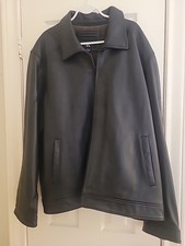 Vintage Calvin Klein Men's Brown Faux Leather Bomber Jacket Sz 2XL Great
