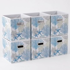 6pcs Fabric Collapsible Fabric Storage Cubes Organizer with Handles, Sturdy S...