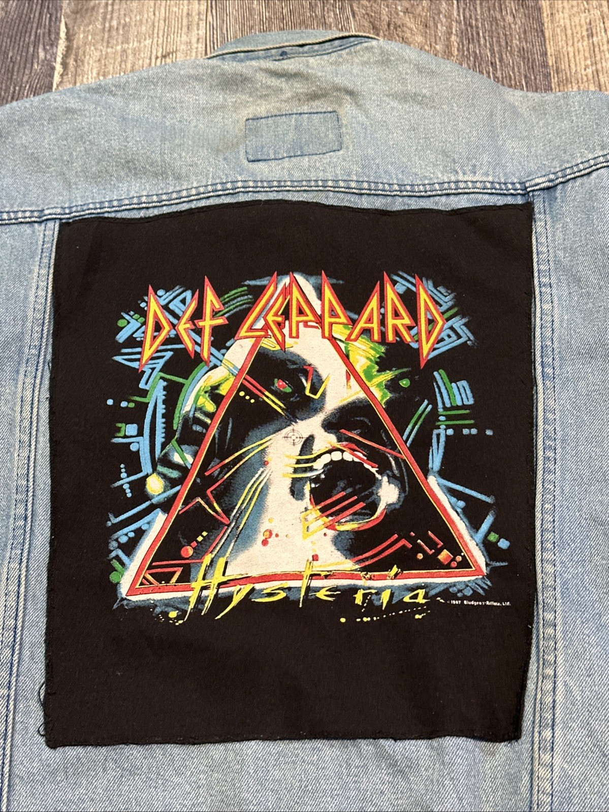 Custom Def Leppard Patch Denim Jacket Medium - image 2