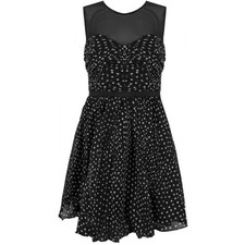 NWT Guess Riley Dress size Small Polka Dot Sheer Retro Mesh