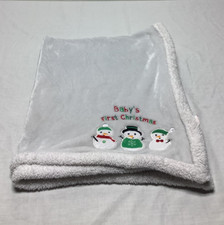 Parents Choice Baby  s First Christmas Blanket 30  x40  Walmart White Grey Snowman