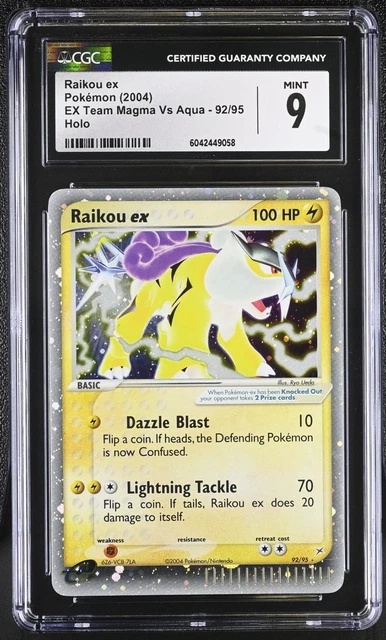 2004 POKEMON EX TEAM MAGMA VS TEAM AQUA #92 RAIKOU EX-HOLO CGC 9