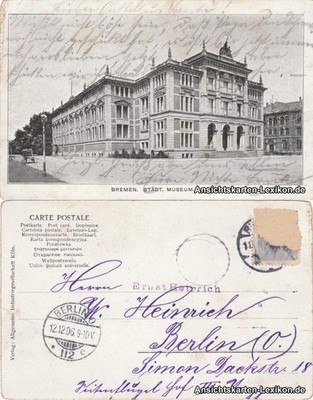 Ansichtskarte Bremen Partie am Städtischen Museum 1906