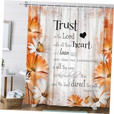 Rustic Farmhouse Shower Curtain - Bible Verse 70"W x 70"L Pack of 1 Orange