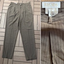 Escada by Margaretha Ley caramel brown pin striped high waisted thin wool pants
