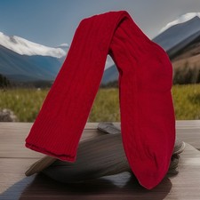 VTG Socks Hosiery 1990's Cable Knit 8-10 20" Stockings School Girl Red