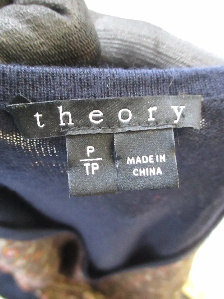 Chaleco Theory para mujer pequeño marrón azul seda tejido pulóver Foto 3 de 4