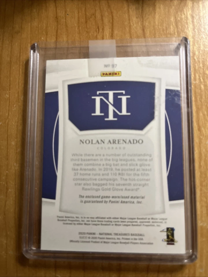 2020 Panini National Treasures Nolan Arenado GU Relic 16/99 Rockies - Image 3 of 3