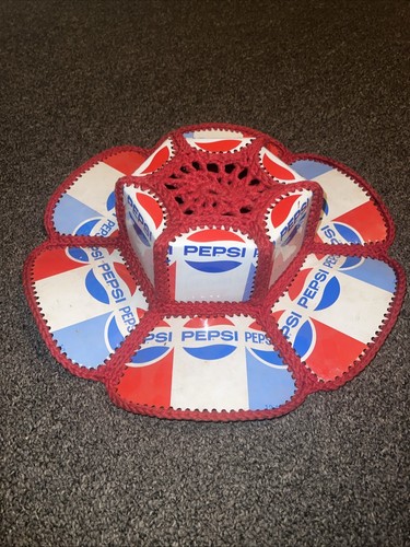 VTG 70’s PEPSI COLA Folk Art Can Crocheted Cowboy Hat Knitted RETRO OOAK - 第 1/8 張圖片
