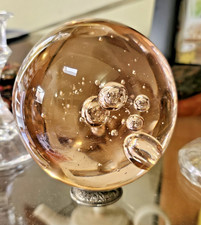 Glass Orb Solid Bubble Paperweight Sphere Round Ball Art Glass 3" Pinkish Tone