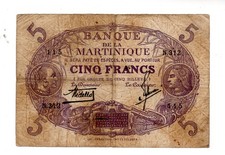 BANQUE DE LA MARTINIQUE FRANCE Billet 5 FRANCS 1934 L.1901 CABASSON P6 N.312 115