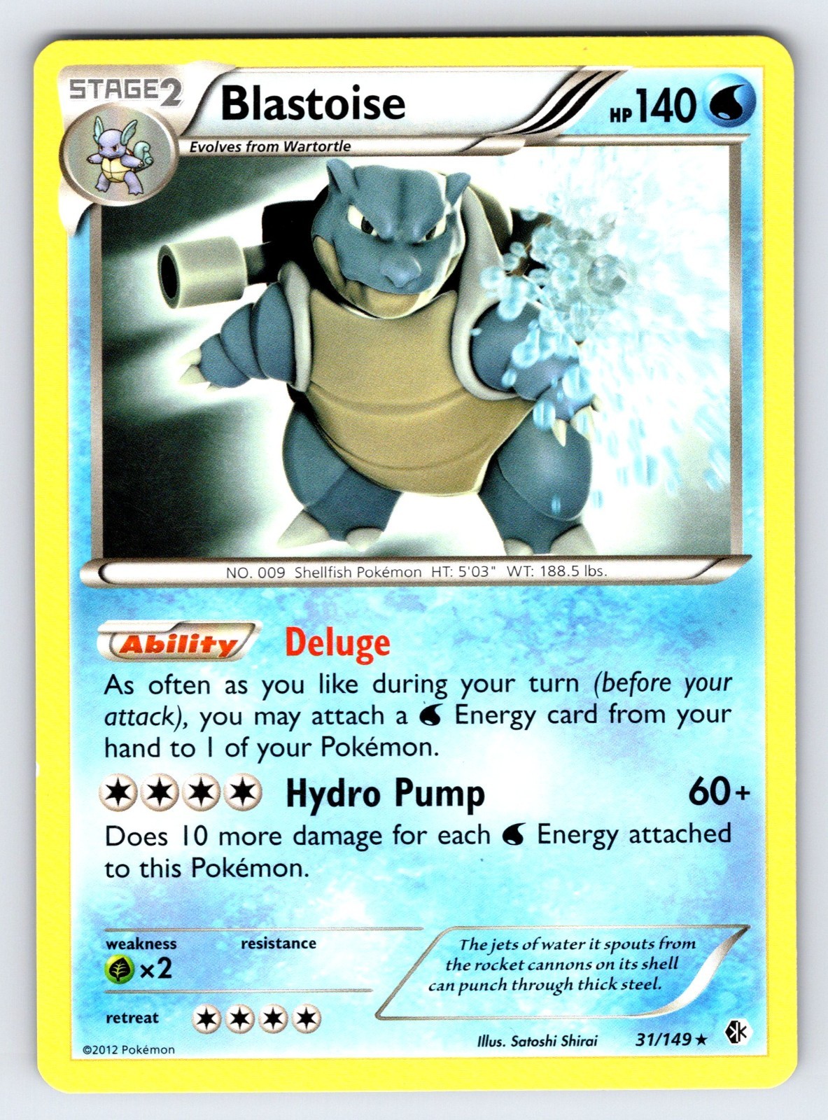 Blastoise 31/149 2012 B&W Boundaries Crossed Pokemon Card Non Holo Rare - Nm/Vlp