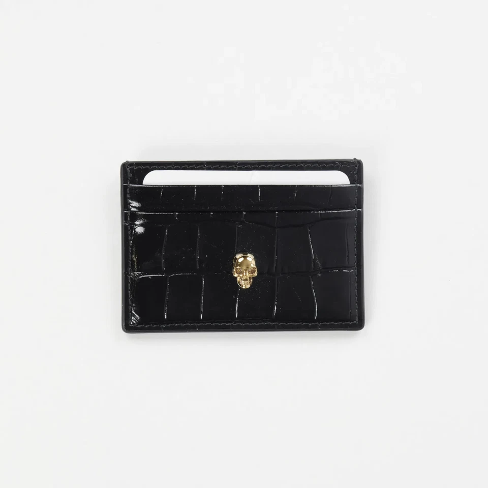ALEXANDER MCQUEEN Womens Croc Skull Card Holder Black Leather One Size RRP 180 - Image 4 of 4