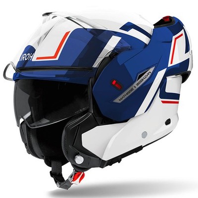 AIROH MATHISSE II GENIUS BLAU ROT GLANZ MOTORRAD MODULAR KLAPPHELM VORNE