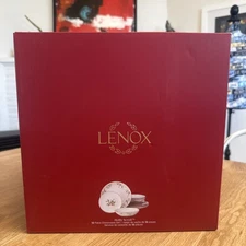 Lenox 12 piece Holiday Dinnerware Set Holly Scroll Berry Red Trim Dishes Bowls  