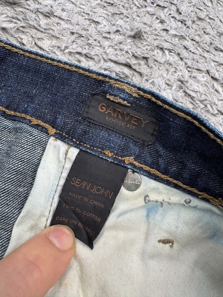 Sean John Jeans Men 36x34 Garvey Loose Fit Baggy Faded Indigo 90s Hip Hop Denim - Image 4 of 4
