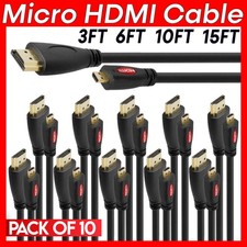 10PCS Micro HDMI Cable Micro HDMI to HDMI Cord Adapter Camera 4K TV Raspberry Pi
