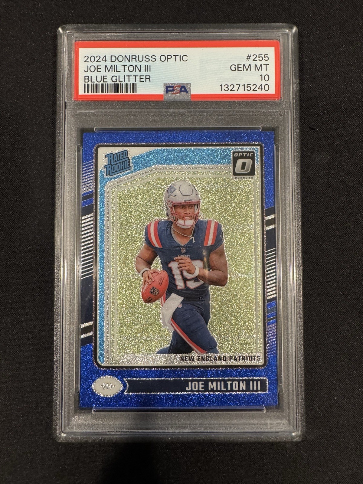 2024 Donruss Optic Joe Milton III Blue Glitter Rated Rookie #255 PSA 10 SSP