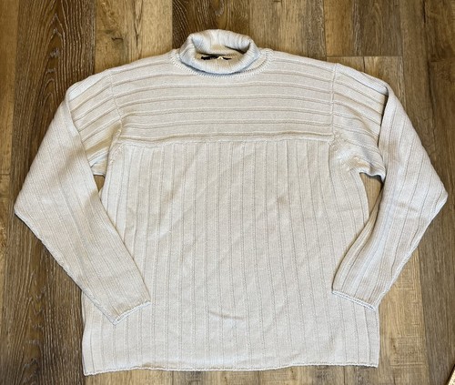NWT Bachrach Men’s Wool Ribbed Turtle Neck Sweater Cream Sz. XL Preppy Fisherman