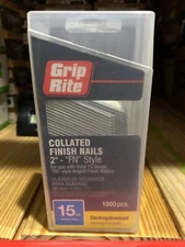 Grip-Rite 2" Collated Finish Nails 15 GA Electrogalvanized “FN” Style (1000 pcs)