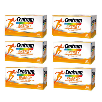 6 X 60s New Centrum Energy B-Vitamins and Minerals Multivitamin Reduce Tiredness