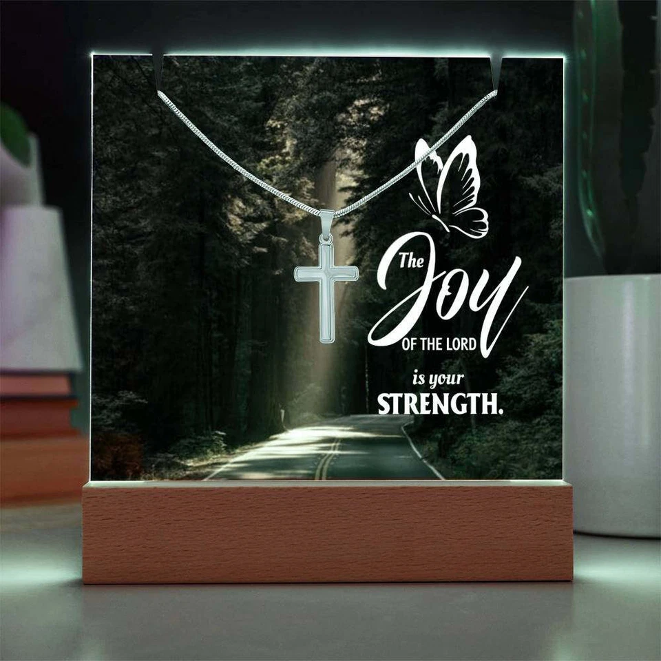 Conjunto de presente placa religiosa e cruz Joy of The Lord, presentes cristãos - Imagem 3 de 4