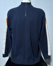 NEW Marine Layer Archive Armas Quarter-Zip Sweater Navy  Multi Size XL 178