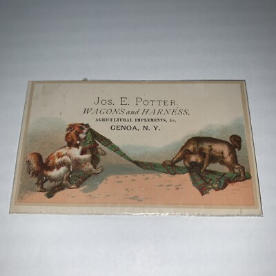 Vintage Advertising Card Jos. E Potter Wagons And Harness Farming Equipment 