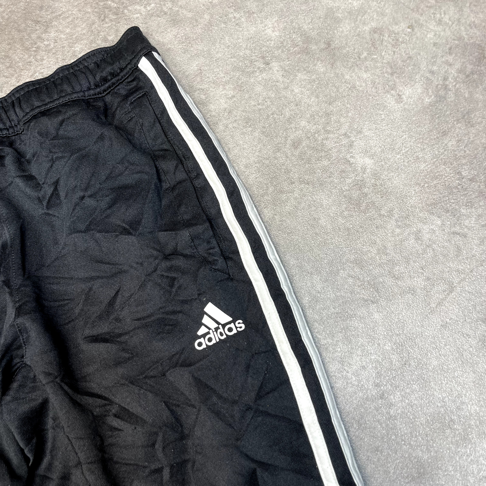 Adidas Track Pants Kids Striped Skinny Tapered Training Joggers, Black, Medium image 4
