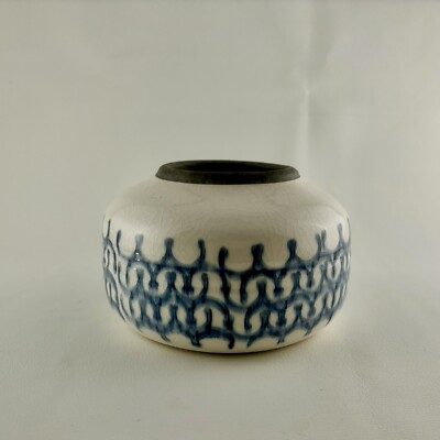 Kaemingk Ceramic Netherlands Glazed Terra Cotta Vase Pot Vessel Blue & White