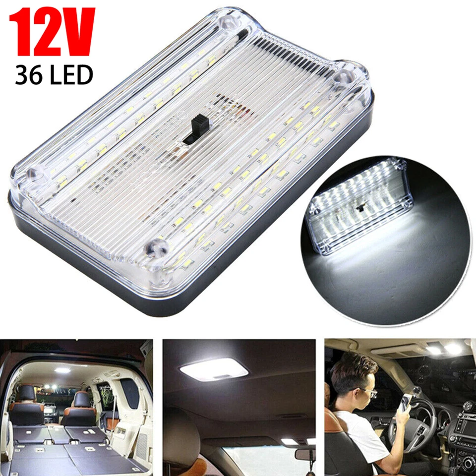 36LED Reading Dome Light White Caravan Interior Cabin Roof Lamp Auto Motorhome Foto 2 de 4
