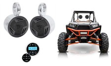  2 Rockville 5.25" Tower Speakers Bluetooth Receiver Polaris RZR/ATV/UTV/CART