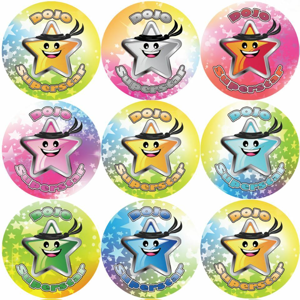 144 Dojo Superstar 30mm Children's Reward Stickers for Teachers and Parents
