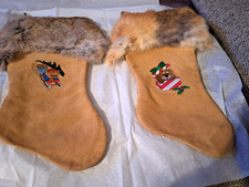 HAPPY HOLIDAYS CHRISTMAS STOCKING WITH FUR LINING-14  -NEW 2 Stockings
